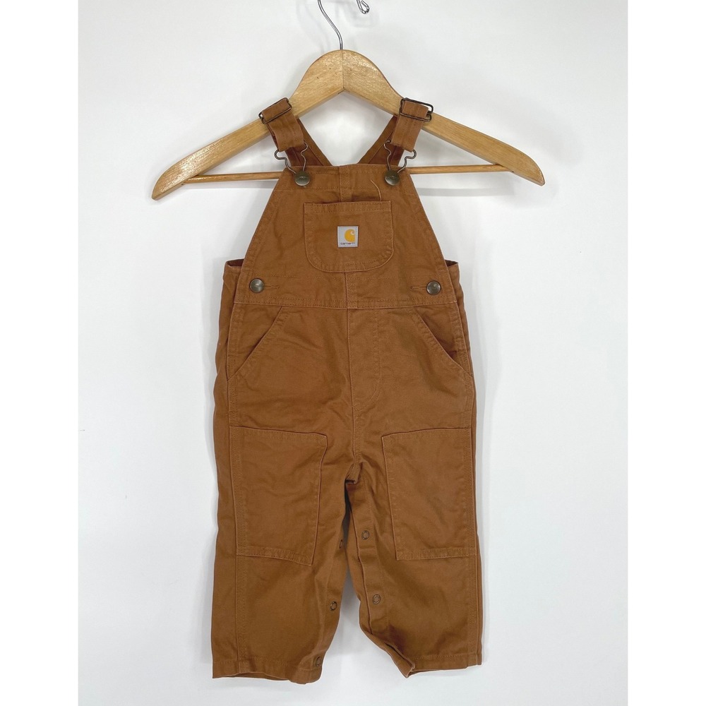 Carhartt Kids Overalls 12M Bib Canvas Brown Duck OX8609-B Dungarees